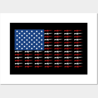 America Rifle Assault Rifle USA US Flag States Posters and Art